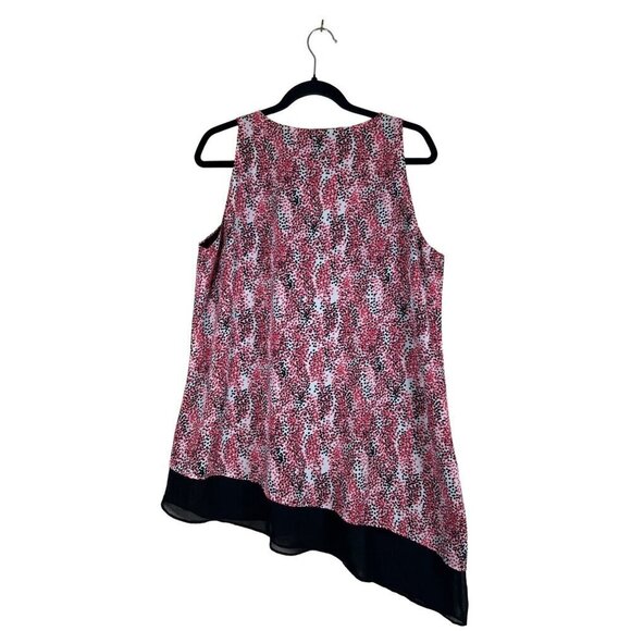 Zach & Rachel Women Size L Tank Tunic Pink Black Lined Chiffon Trim Asymmetrical - Picture 8 of 12